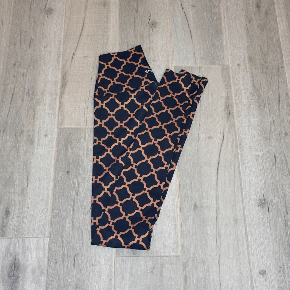 K-DEER Black and Tan Patterned Leggings Size XS